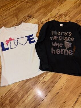 Girls Baseball Graphic Tees - White & Black